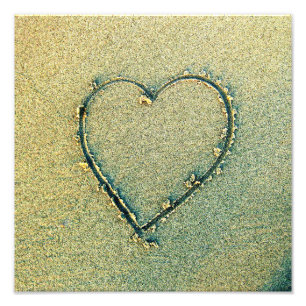 Sand Drawing Heart Photo Print