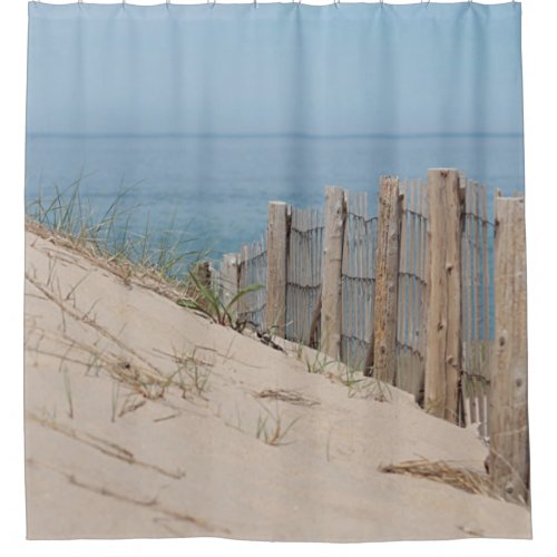 Sand dune and beach fence shower curtain