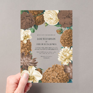Sand Dune, Copper Glow & Hazelnut Cream Wedding Acrylic Invitations