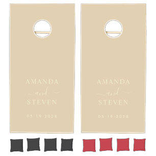 Sand Dune Couple Names with Wedding Date Cornhole Set