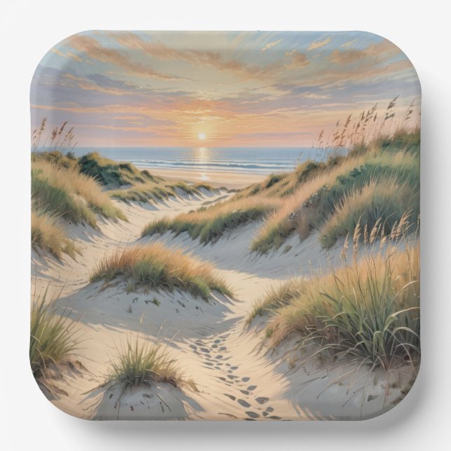 Sand Dune Footprints Paper Plates (Front)