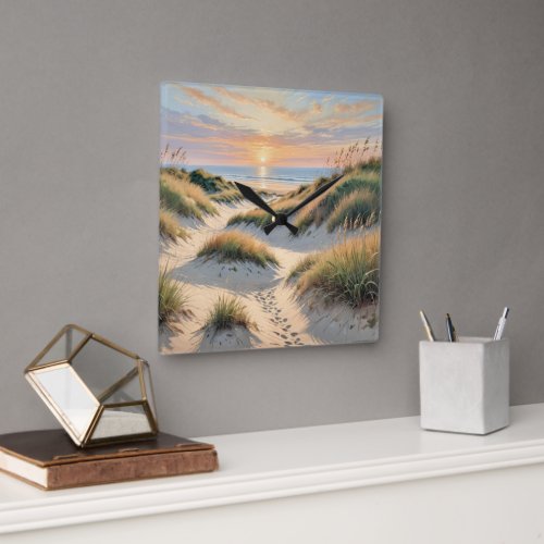 Sand Dune Footprints Square Wall Clock