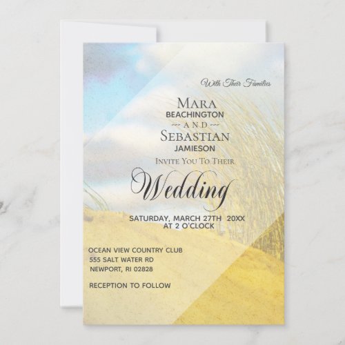  Sand Dune Pastel Beach Grass Wedding Invitation