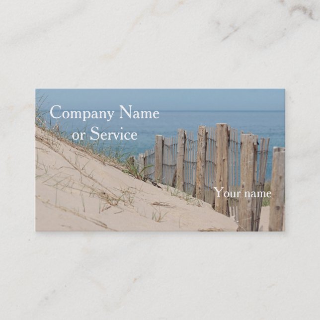 Sand dunes and beach fence business card (Front)