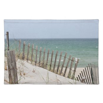 Sand Dunes And Beach Fence Cloth Placemat by backyardwonders at Zazzle