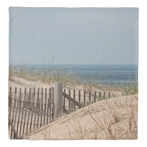 Sand dunes and beach fence duvet cover