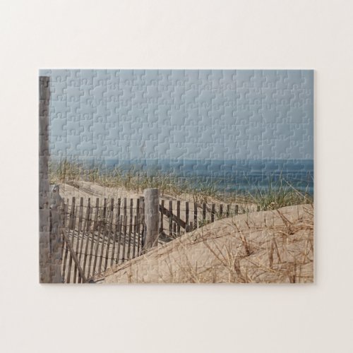 Sand dunes and beach fence jigsaw puzzle