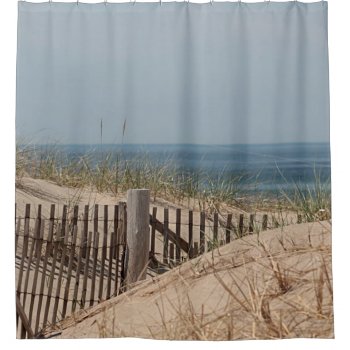 Sand Dunes And Beach Fence Shower Curtain by backyardwonders at Zazzle