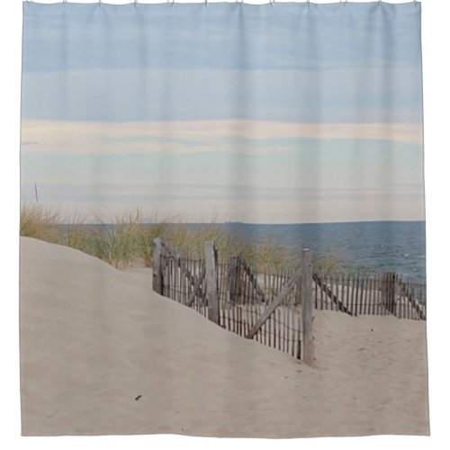 Sand dunes and beach fence shower curtain