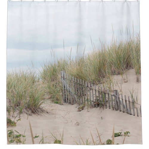 Sand dunes and beach fence shower curtain