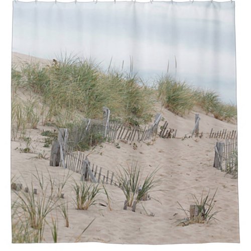 Sand dunes and beach fences shower curtain