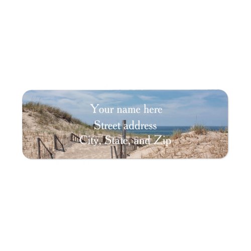 Sand dunes and beach label