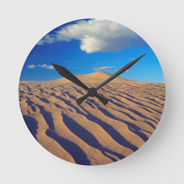 Sand Dunes and Clouds Round Clock (Front)