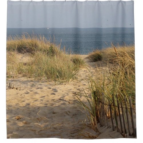 Sand dunes and ocean view shower curtain