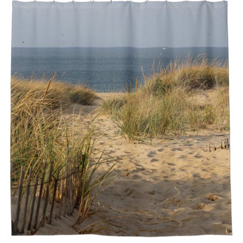 Sand dunes and ocean view shower curtain