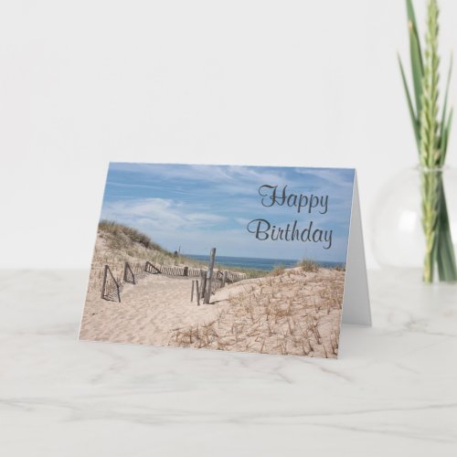 Sand dunes at the beach card