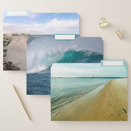 Sand Dunes Crashing Wave Inlet Beach File Folder