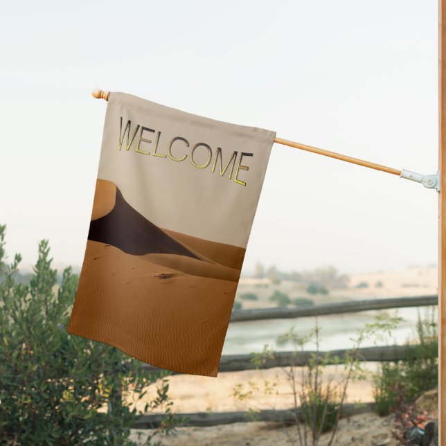 Sand Dunes Desert Landscape Welcome House Flag (Insitu (Back))