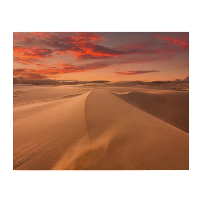 Sand Dunes in the Desert at Sunset Wood Wall Art (Front)