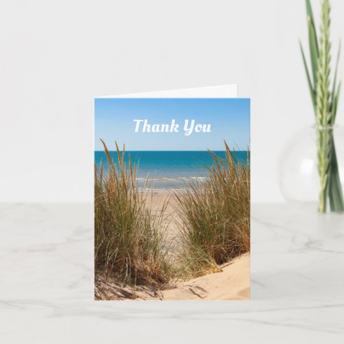 Sand Dunes Ocean View Folded Thank You Card