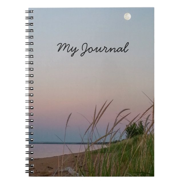 Sand Dunes on the Beach Full Moon Notebook (Front)