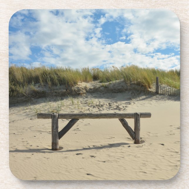 Sand dunes with wooden fence beverage coaster (Front)