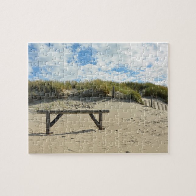 Sand dunes with wooden fence jigsaw puzzle (Horizontal)