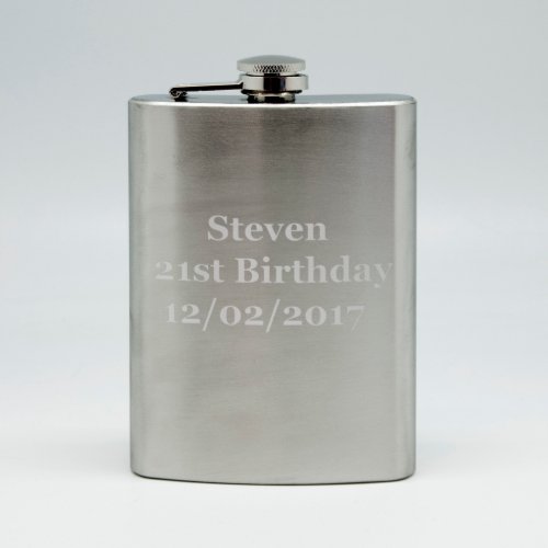 Sand Etched 8 oz 21st Birthday Flask 