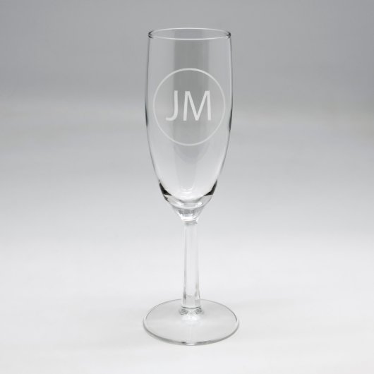 Sand Etched Circle Monogram Flute (Front)