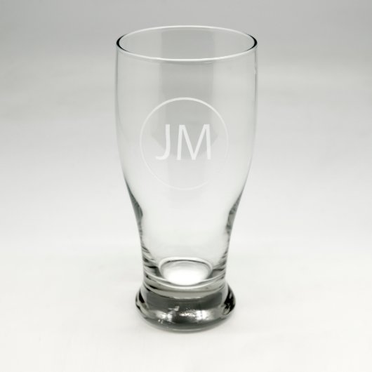 Sand Etched Circle Monogram Pub Glass (Front)