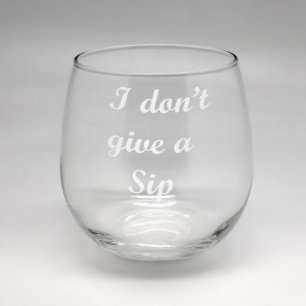 Sand Etched Clear Stemless Wine Glass