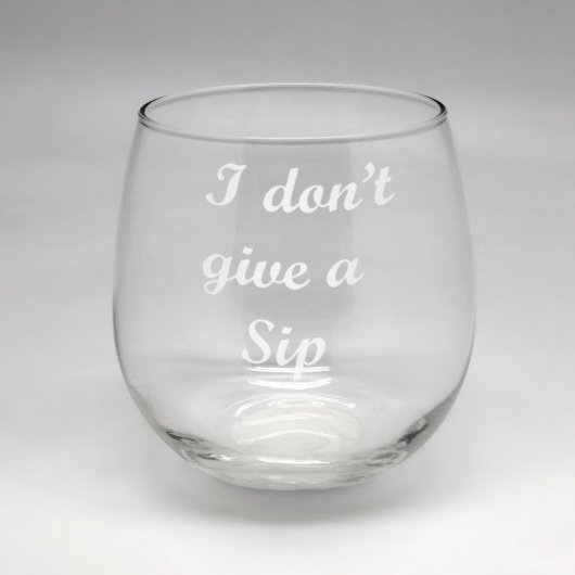 Sand Etched Clear Stemless Wine Glass (Front)