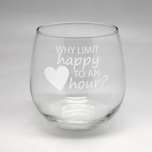 Sand Etched Clear Stemless Wine Glass w/Heart