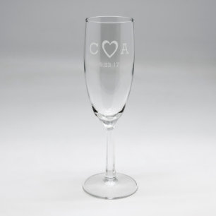 Sand Etched Flute with Heart