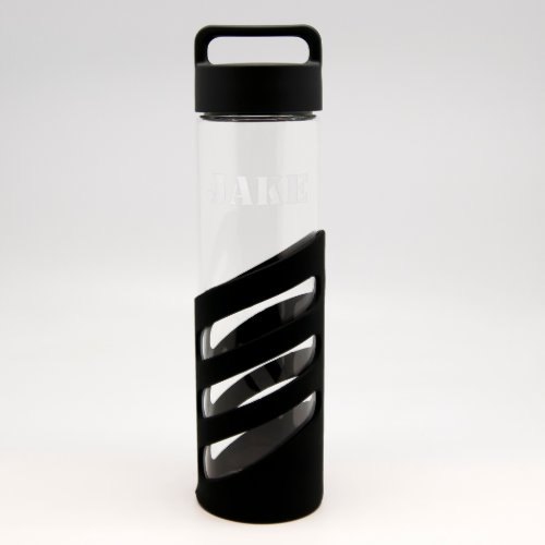 Sand Etched Glass Water Bottle wStencil Font