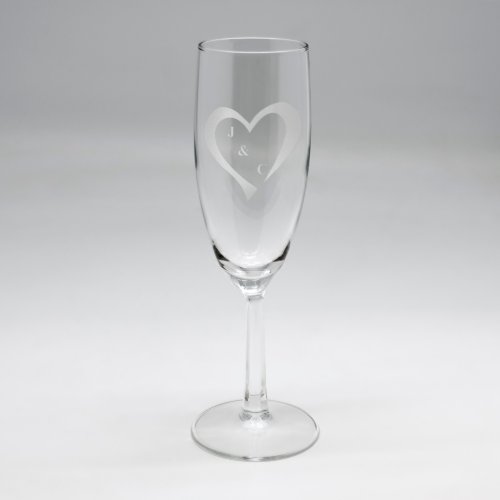 Sand Etched Heart and Initials Flute
