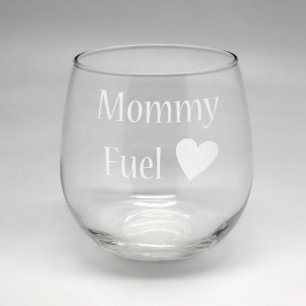 Sand Etched Mommy Fuel Stemless Glass Wine Glass 