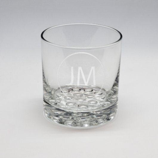 Sand Etched Monogram Initials Whiskey Glass (Front)