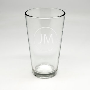 Sand Etched Pint Glass w/Monogram Initials