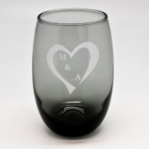 Sand Etched Smokey Ombre Stemless Wine Glass