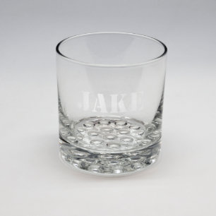 Sand Etched Stencil Name Whiskey Glass