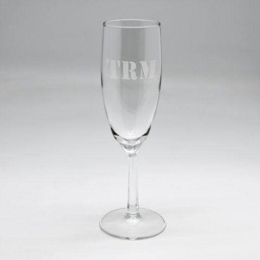 Sand Etched Stenciled Monogram Flute (Front)