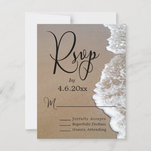 Sand  Foam Beach Photo  Typography Wedding RSVP