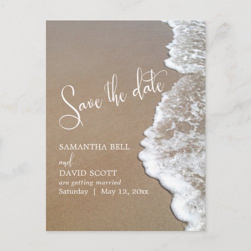 Sand  Foam Beach Wedding Save the Date 1b Announcement Postcard