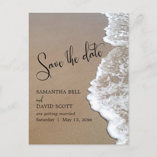 Sand  Foam Beach Wedding Save the Date Announcement Postcard