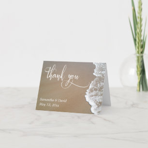 Sand & Foam Beach Wedding Typography Thank You 2 Card