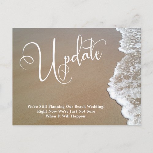 Sand  Foam Postponed Beach Wedding Update Postcard