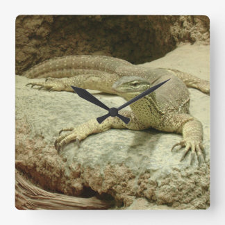 Sand goanna square wall clock