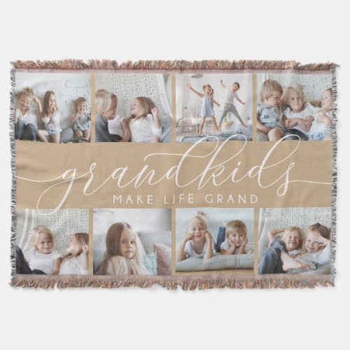 Sand  Grandkids Make Life Grand Photo Collage Throw Blanket