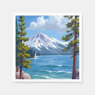 Sand Harbor Beach Lake Tahoe Painting Napkins